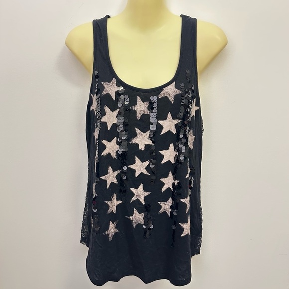 Express Black Sequin Tank Top - Picture 1 of 6